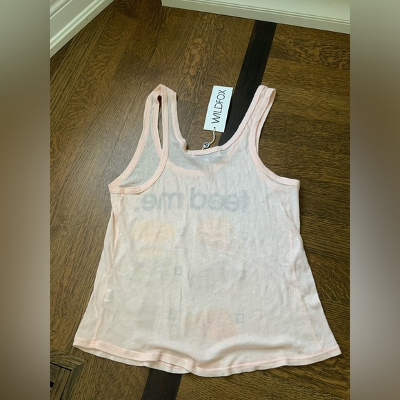 WILDFOX Feed Me Foodie Graphic Tank Top Pink Women’s Size Small/XS Brand New - Picture 10 of 11